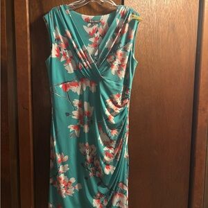 Roz & Ali Teal Floral Midi Dress